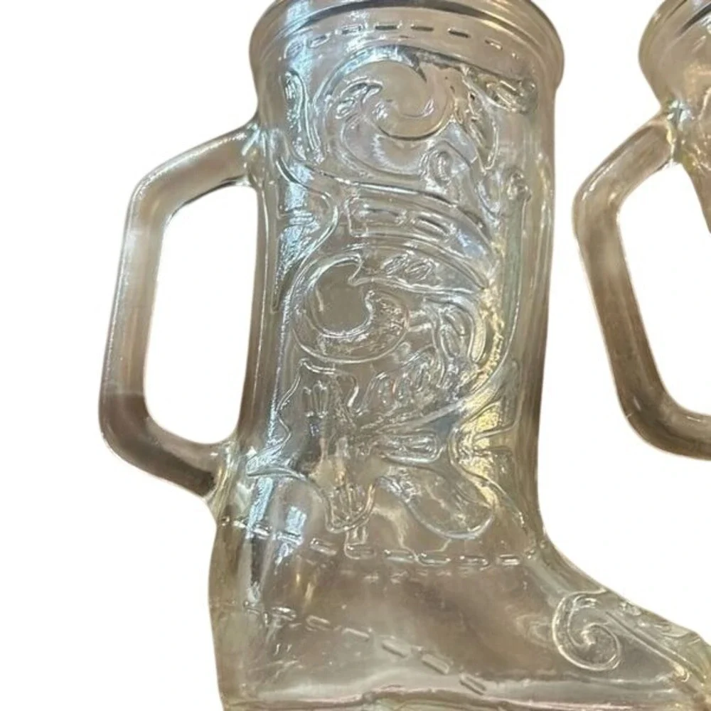 Vintage Glass Cowboy Boot‎ Mugs – Set of 2 Western Novelty Glassware